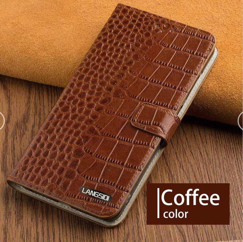 Coffee Флип чехол для Huawei P9 P10 P20 Lite mate 10 20 lite Pro чехол Крокодил текстурированное покрытие для Honor 7X8X9 10 lite P Smart Case - Цвет: Coffee