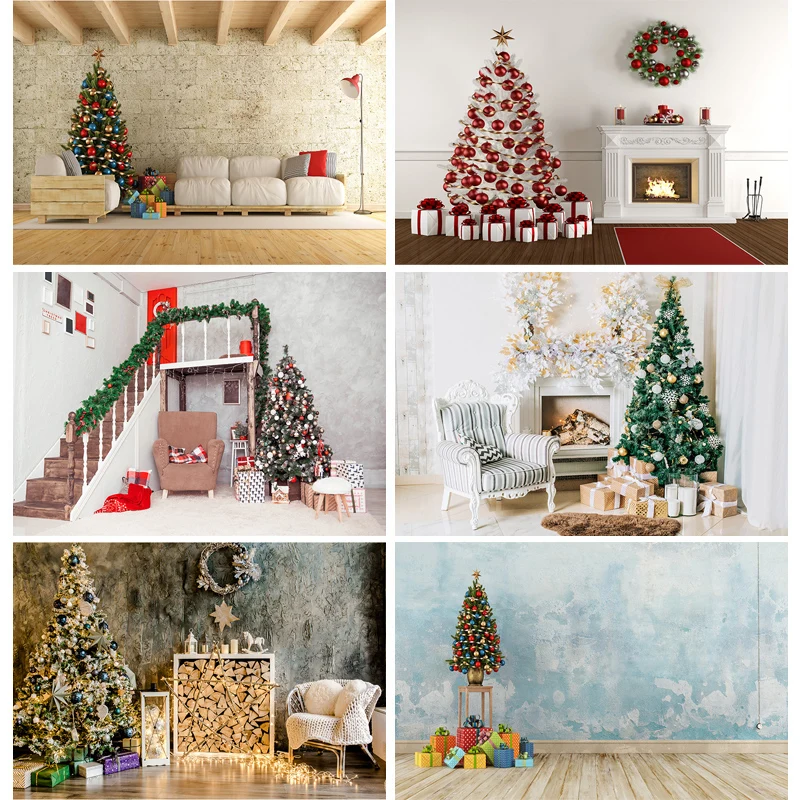 

SHUOZHIKE Christmas Photography Backdrops Room Tree Party Baby Portrait Photo Background For Photo Studio Props 20106ZSD-05