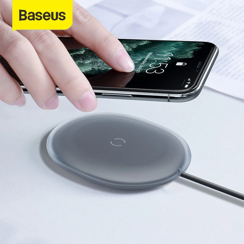 Baseus 15W Wireless Charger Fast Translucent  Jelly Texture Portable Phone Charger  For iPhone Samsung Xiaomi Huawei