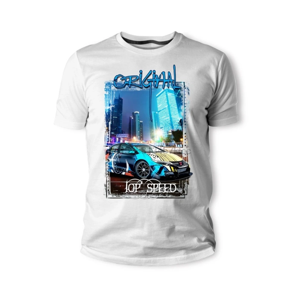 T-Shirt Japanese Classic Legend Car Civic Racer Blau Bunt Auto Vintage Mens Tees High quality Cotton Casual Brand | Мужская одежда
