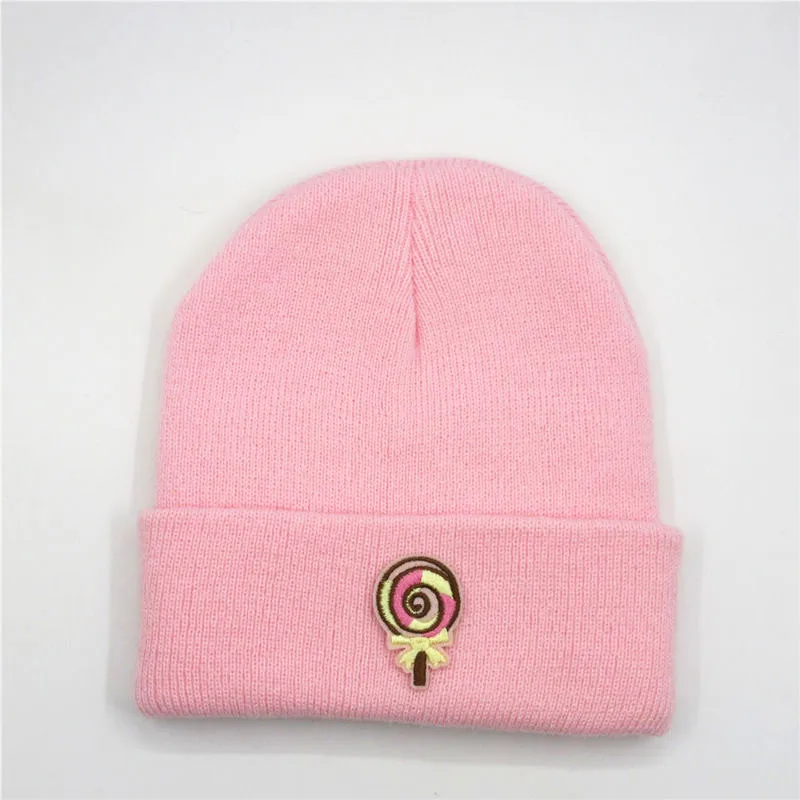 LDSLYJR леденец вышивка утолщенная вязаная шапка зимняя теплая шапка Skullies шапка бини шапка для мужчин и женщин 186