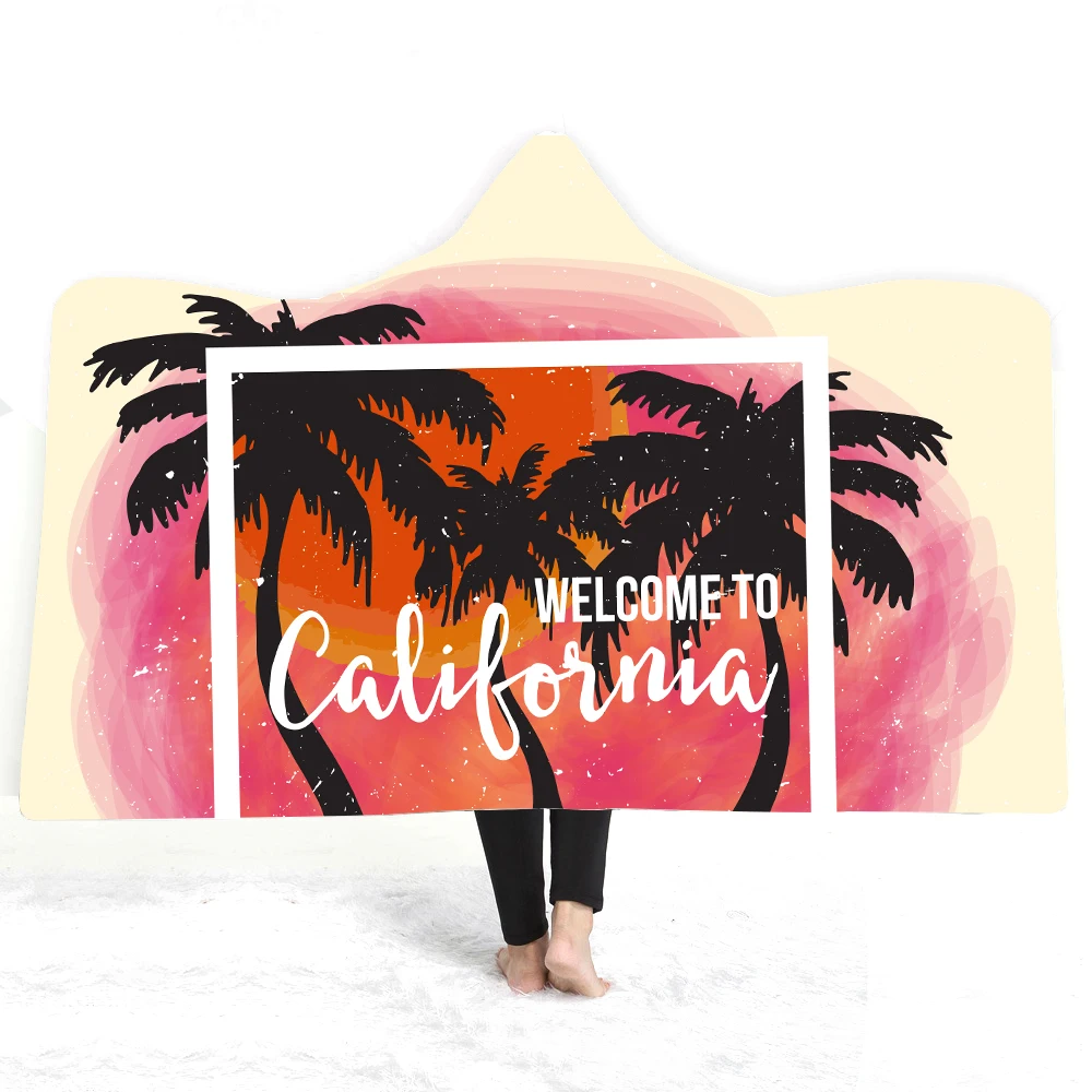 3D California одеяло с капюшоном шерпа флис океан синий носимых плюшевое одеяло на кровать диван толстый теплый B105 - Цвет: 5