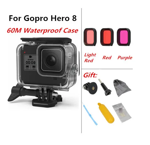 Для Gopro Hero 8 аксессуары водонепроницаемый защитный корпус чехол для дайвинга защитный для Go pro экшн-камеры набор аксессуаров - Цвет: With Filter Set