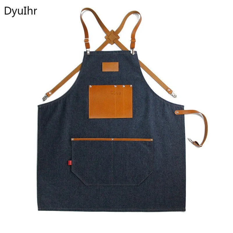 

DyuIhr Sleeveless Apron Adjustable Leather Shoulder Straps Multi-pocket Design Fine art painting Waterproof and Dirtproof Apron