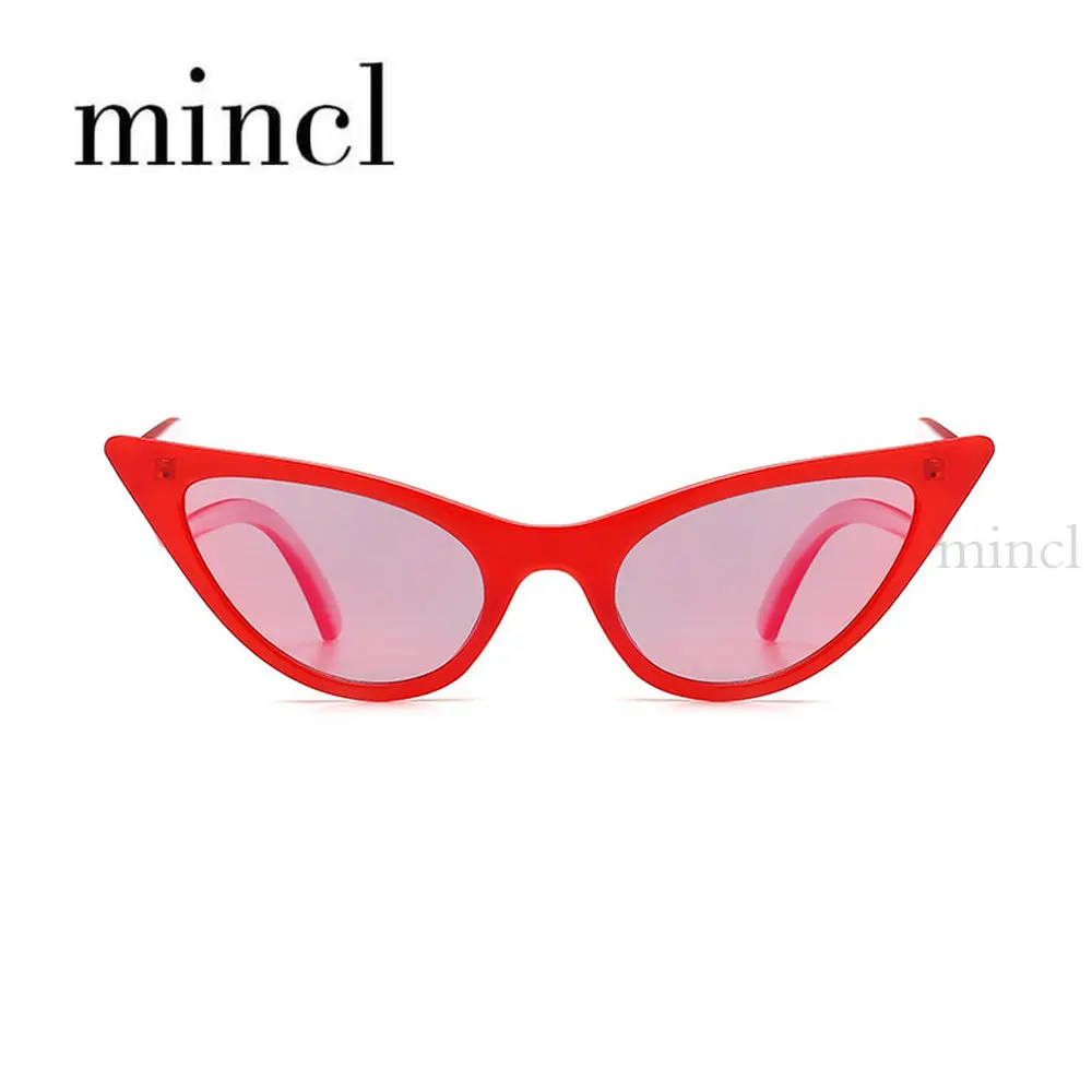 MINCL новые модные брендовые Солнцезащитные очки Cat женские негабаритные карамельные цветные зеркальные женские солнцезащитные очки для женщин UV400 NX - Цвет линз: red