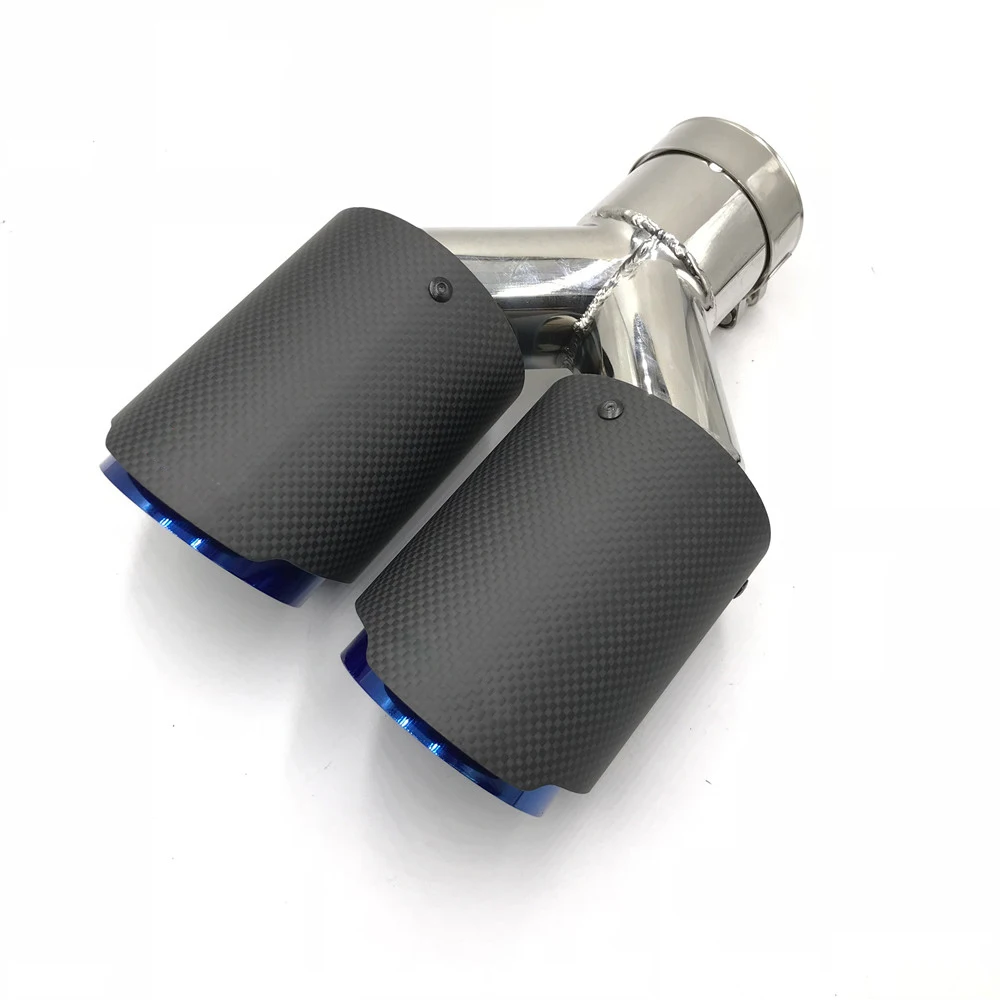 1 шт. универсальная двойная выхлопная труба akrapovic выхлопная насадка из углеродного волокна+ синяя Концевая труба глушителя