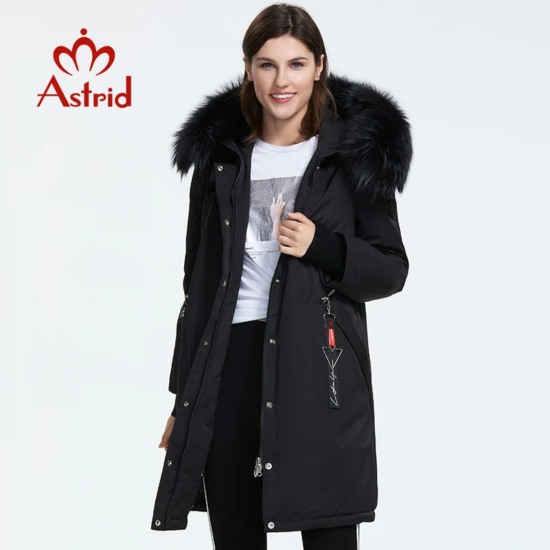 Astrid 2019 Зима новое поступление пуховик женский воротник из натурального меха