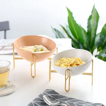 

New ceramic cat bowl puppy food bowl with Iron bracket stand water food dog bowl pet supplies wash basin Drinking Feeder