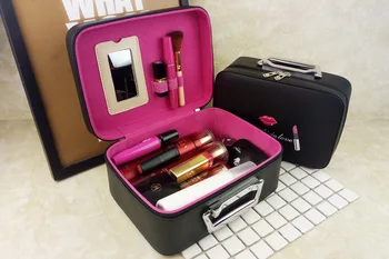 

Waterproof Cosmetic Bag PU Professional Make Up Box Large Capacity Storage Handbag Travel Insert Toiletry Makeup Suitcase