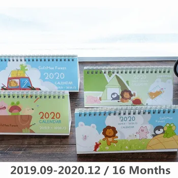 

2020 Year Cartoon Lion Bear Animals Series Mini Desk Calendar Daily Schedule Table Planner 2019.09-2020.12