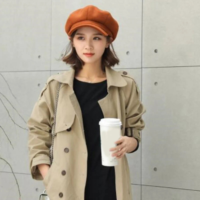Шерстяной берет художника, женский осенний и зимний литературный берет, Одноцветный корейский стиль, дикие британские винтажные шапки для девочек
