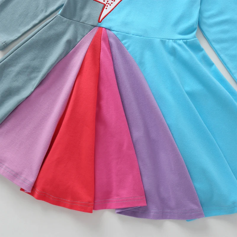 Осенние детские платья для девочек; платье с единорогом; комбинированное цветное платье принцессы; детская одежда для маленьких девочек; платье для дня рождения; Vestidos