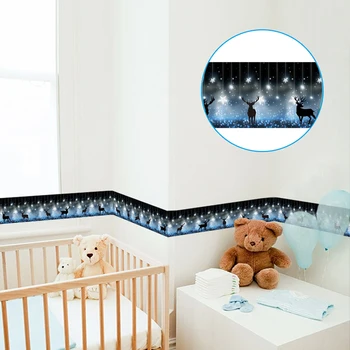 

Wallpaper Borders Deer Kids Room Bedroom Waistline Waterproof Self-adhesive Sticker Waterproof Vinyl Wall Papers Home Decor 5m