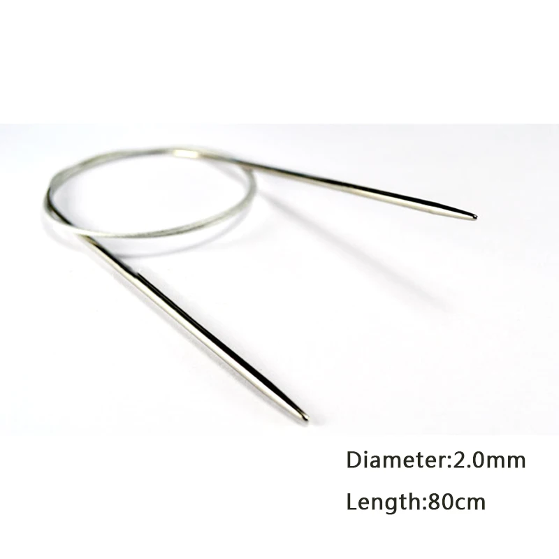 Модные 1 шт. 80 см стальные круглые спицы из нержавеющей стали, булавки для вязания крючком, инструменты для шитья, 1,5-5 мм - Цвет: 14
