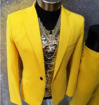 

2020 new personality color small suit Korean fashion men's suit suit stage singer trendy man suit ssets costumes