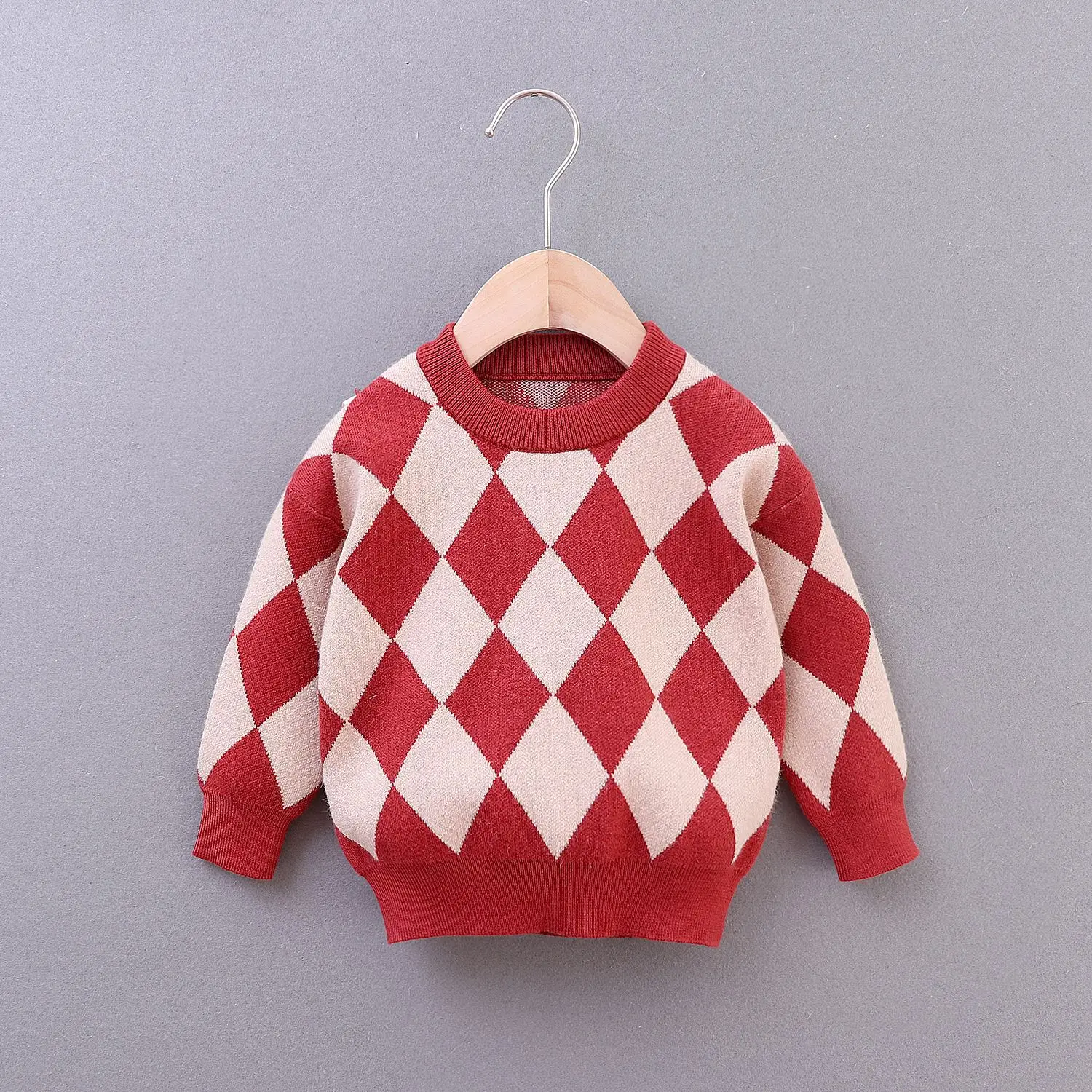 Pudcoco корейский стиль одежда для малышей мальчиков и девочек ромбовидная решетка Теплые свитер осень-зима, верхняя одежда