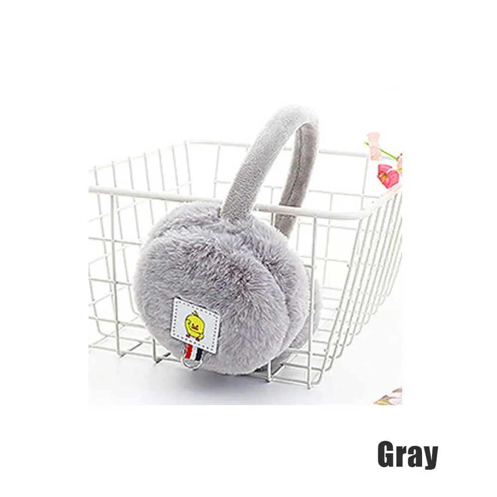 Duck-Gray-Kid Детские теплые зимние наушники с котом; женские милые плюшевые наушники для девочек; Детская повязка на голову; круглые наушники - Цвет: Duck-Gray-Kid