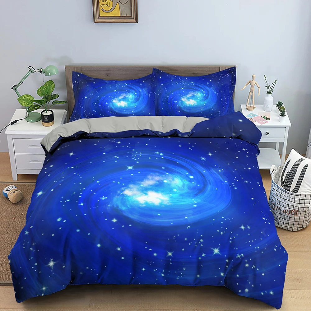 

3D Galaxy Sky Star Night Bedding Sets Duvet Cover Bed Linen Bedclothes Twin/Queen/King Size Bed Room for Kids Christmas Gift