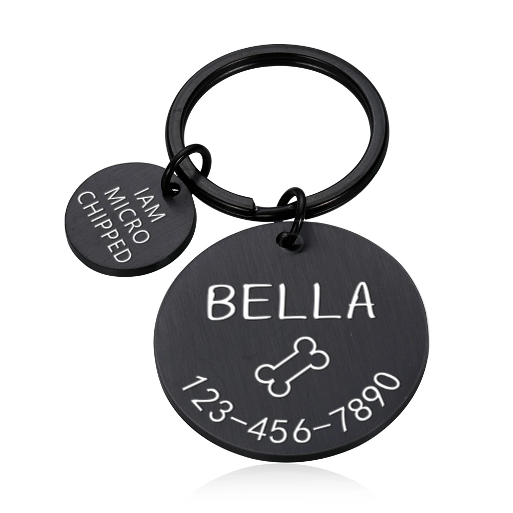 Engraved Dog Pet ID Tag Personalized Name Phone Bone Flower Pet ID Name for Cat Puppy Dog Tag Pendant Keyring Pet Accessories