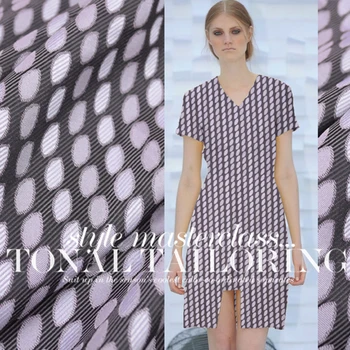 

Summer thin suspender long skirt dress fabric lilac oval geometric jacquard Hanfu fabric