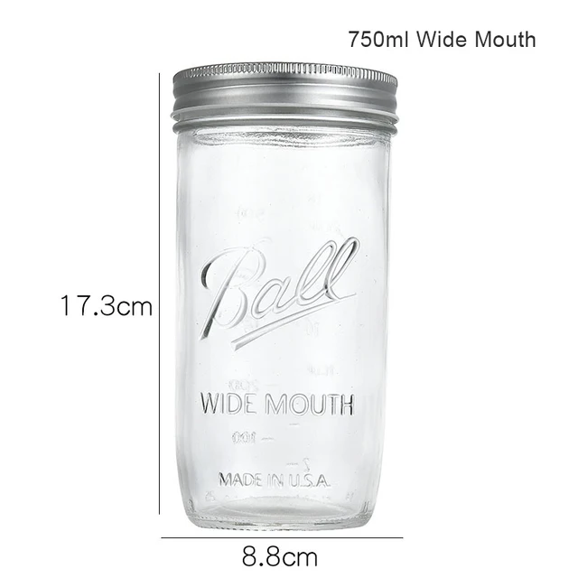 GF Mason Jars with Airtight Lids Glass Sugar Container for Canning Preserving Meal Prep Jam Jelly Kitchen Storage Containers Wide Mouth-750ml