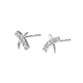 

Harlig sterling silver S925 silver color X letter earrings with zircon allergy free fashion jewelry for women