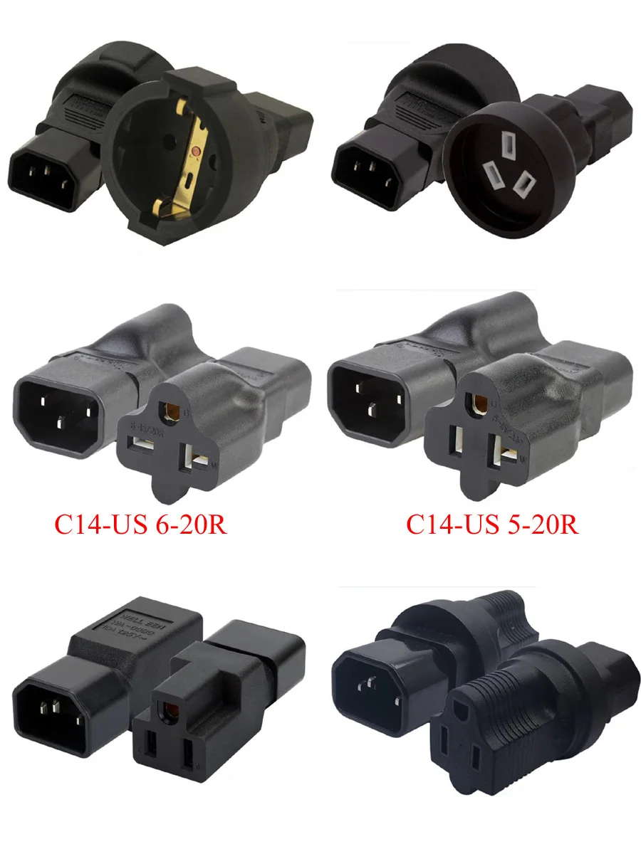 Черный ПВХ медь 10A/16A 250V IEC320-C14 to AU EU немецкий Франция Swiss US 5-15R 5-20R 6-15R 6-20R |