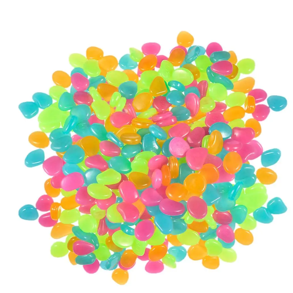 100/300/500pcs Garden Glow in the Dark Luminous Pebbles for Walkways Plants Aquarium Decor Glow Stones Garden Decoration