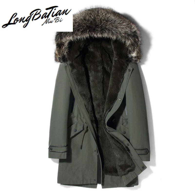 Парка мужская зимняя с подкладкой из натурального кроличьего - Цена: 