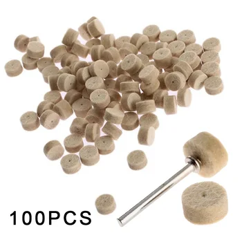 

100PCS 13mm Wool Felt Polishing Wheel Buffing Pad + 2PCS Mandrel For Rotary Tool Precision Instruments