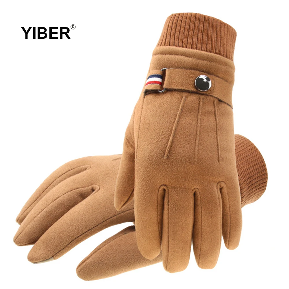 Gloves Men Winter Touch Screen Suede Warm Split Military Finger Gloves Driving Mittens Male Winter Tactical Military Hand Glove