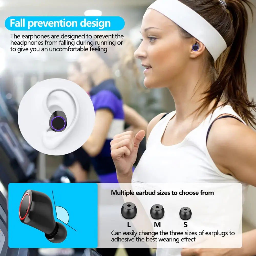 TWS беспроводные наушники Bluetooth v5.0 мини умные сенсорные наушники светодиодный дисплей с 4000 мАч power Bank гарнитура и микрофон