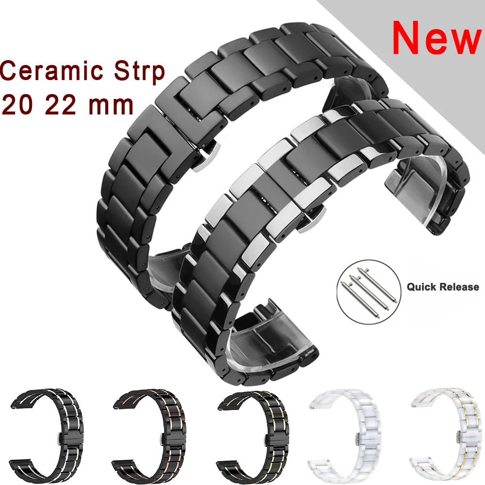 

20 22mm Ceramic band For samsung gear s2 S3/Galaxy 46mm 42mm Replacement Strap for huawei watch GT/HONOR Magic WATCH 2 strap