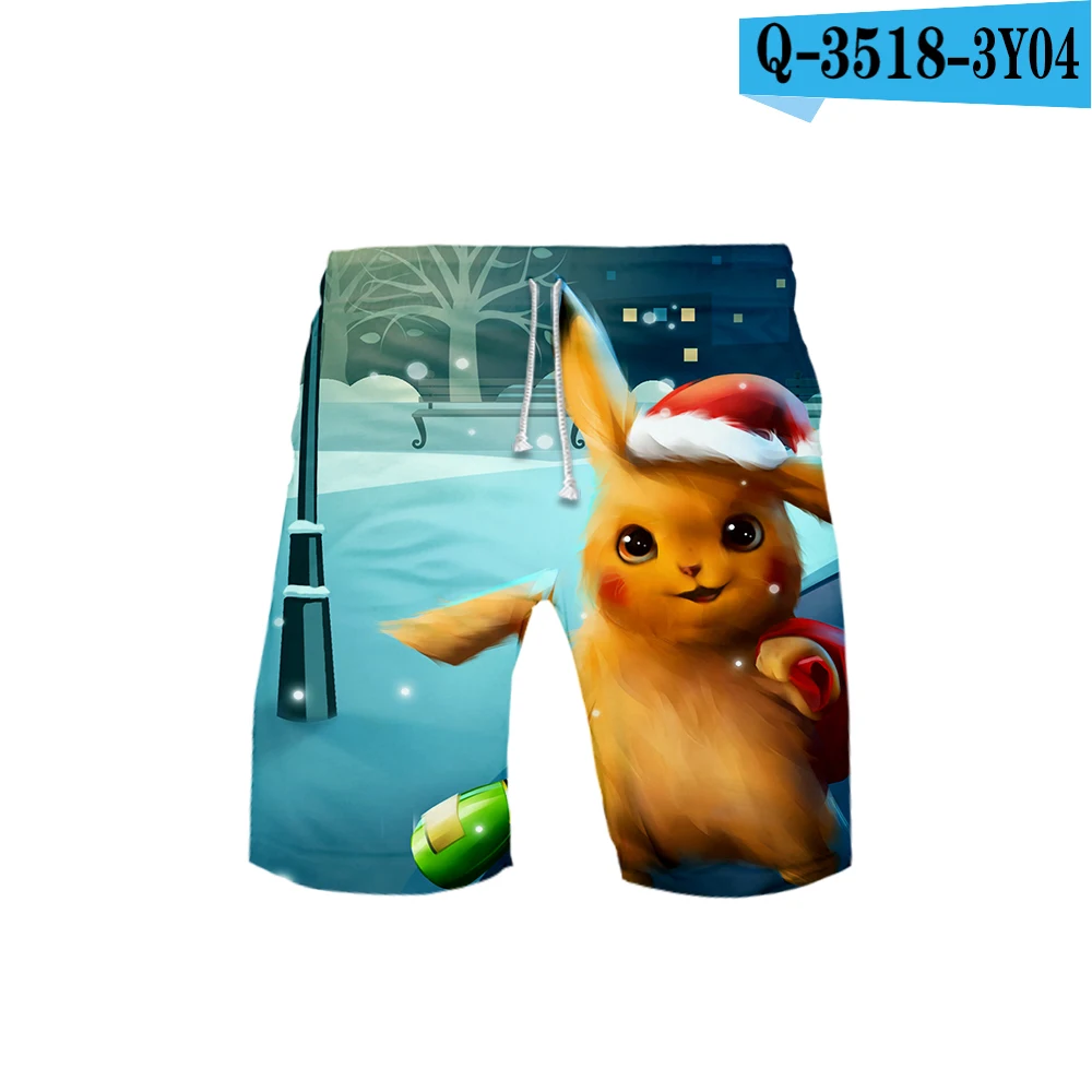 3DK Пляжные шорты для мужчин с 3D принтом Pokemon Detective Pikachu, модные летние пляжные шорты с 3D принтом Пикачу, повседневные Молодежные Пляжные шорты с аниме - Цвет: 3DK