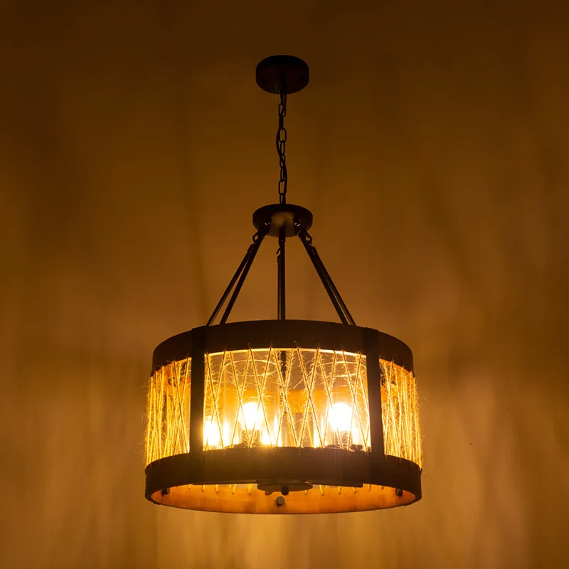 Ветер восстановление древних способов Лофт droplight дерево натурального дерева столовая гостиная лампы и фонари освещение FBA