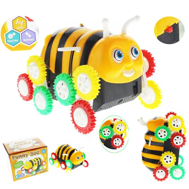 High Quality Amazing Kids Cute Funny Gifts Electric Colorful Cartoon 12 wheels Bee 360 Degree Tumbling Car Toy 1