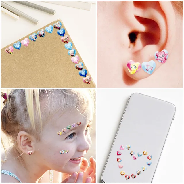 5pcs Frozen Princess elsa Anna My Little Pony Nail Stickers Kids Makeup set Nail Stickers 3D Rainbow Pinkie Pie For Girls Toys 5