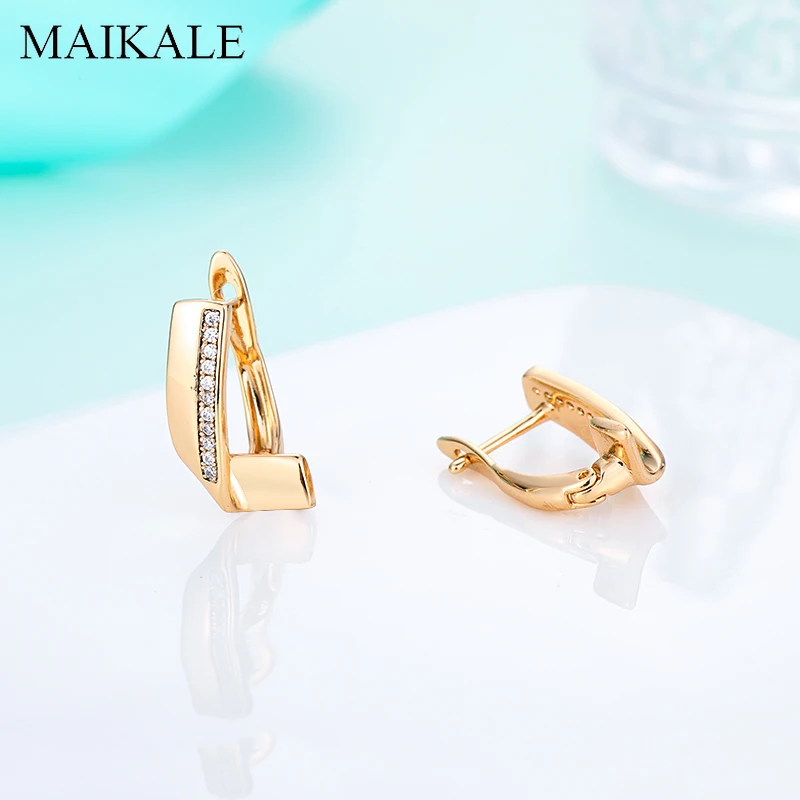 MAIKALE, простые серьги с цирконием кубической огранки для женщин, позолоченные, серебряные, медные, CZ геометрические серьги, вечерние ювелирные изделия, подарки