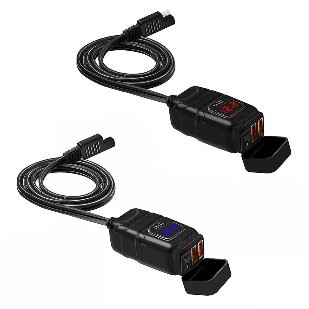 Адаптер SAE USB 12 В с вольтметром и выключателем штепсельная вилка быстрого