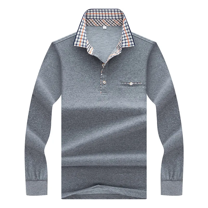 02 Spring and Autumn Men's Long Sleeve Polo Shirt Gentleman Casual Comfort Men's Four Color Long Sleeve Shirt - Цвет: 02