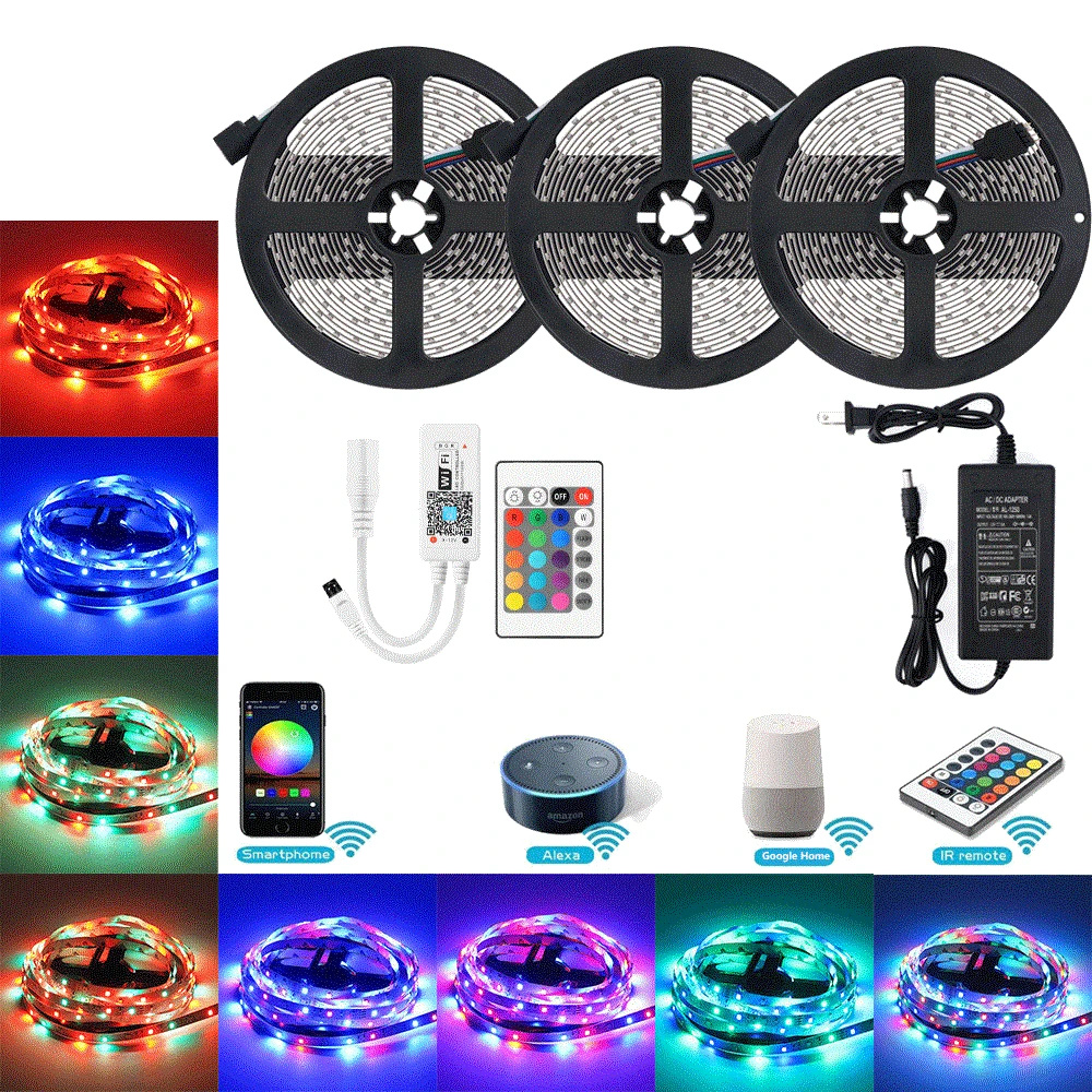 10M RGB WIFI LED Strip 2835 Waterproof 15M 5M Diode Tape Smart Magic Home Controller Voice Control 12V Adapter|Светодиодные ленты| |