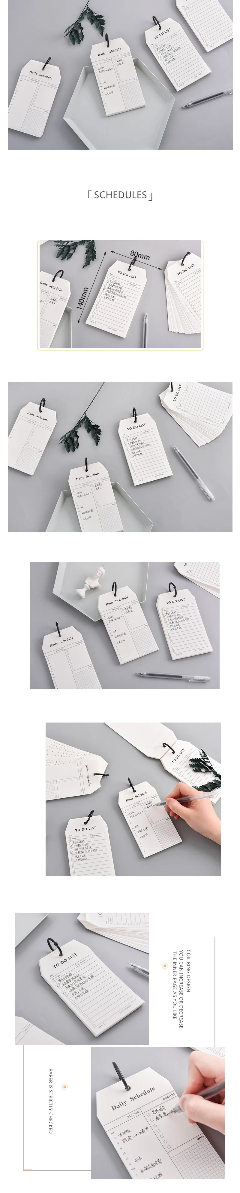 Reversible To Do List / Daily Plan Loose-leaf Memo Pads Multi-Function Schedule Planner Creative Notebook For Student Stationery