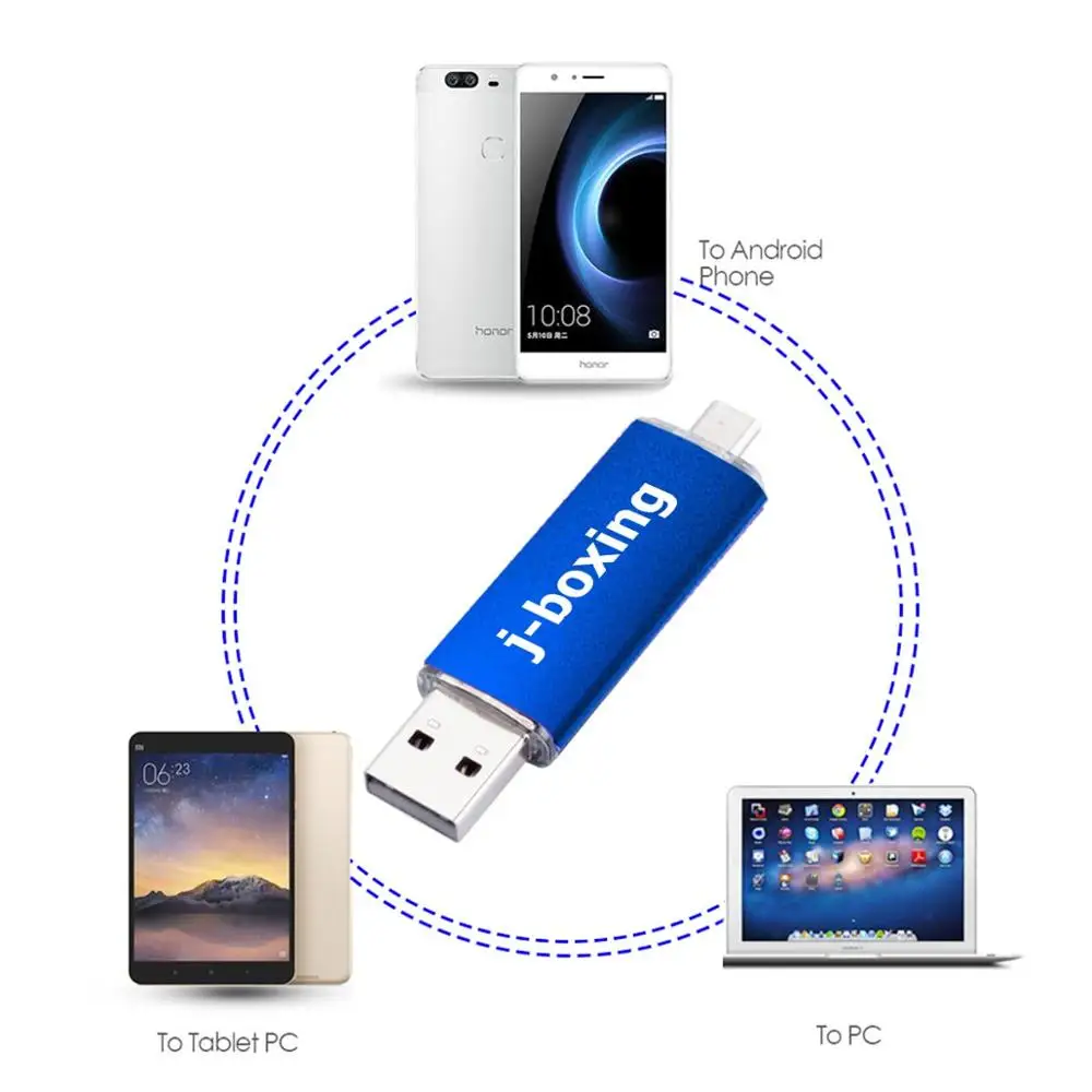 J-boxing OTG Micro USB флэш-накопитель 16 Гб флешки двойной порт USB 2,0 карта памяти для Android смартфон ПК Macbook планшет синий