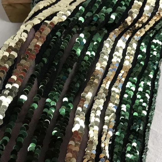 GLace 1Y новая великолепная зеленая+ Золотая кружевная ткань с вышивкой и пайетками, сделай сам, Сетчатое вечернее платье, свадебные сценические костюмы