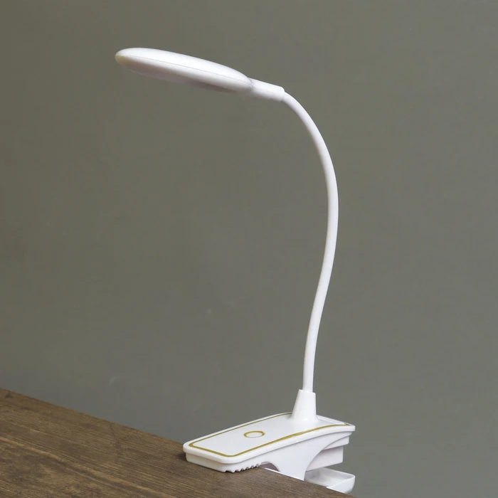 Лампа настольная прищепка сенсор 3 режима LEDх14 &quotЗолотая полоса&quot лупа USB 3ААА