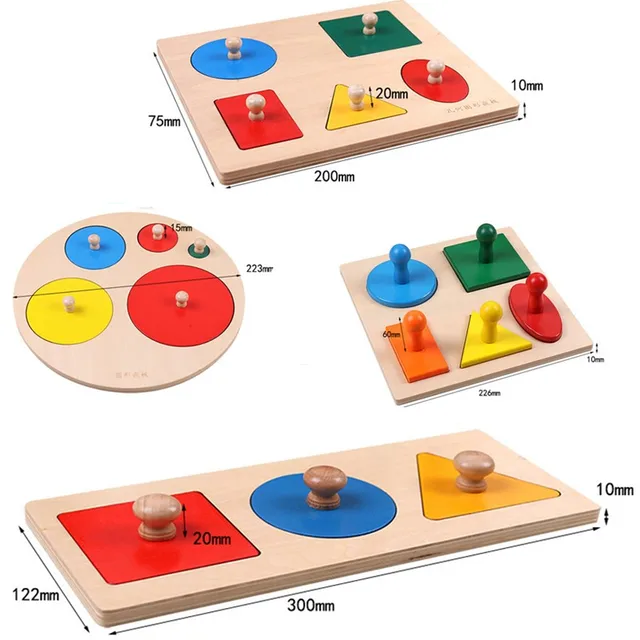 Wooden Geometric Shapes Sorting Math Montessori Puzzle Colorful Preschool Learning Educational Game Baby Toddler Toys 2