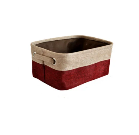 Хлопковая корзина для белья с крышкой, корзины, двухслойная коробка для хранения, одежда из полотна, игрушка, автомобильное отделение, красное вино, большой WF7251025 - Цвет: red
