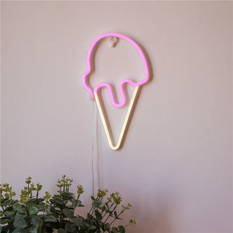 Led Neon Signs Ice Cream Cone Lights, Kawaii Room Decor For Teen Girls