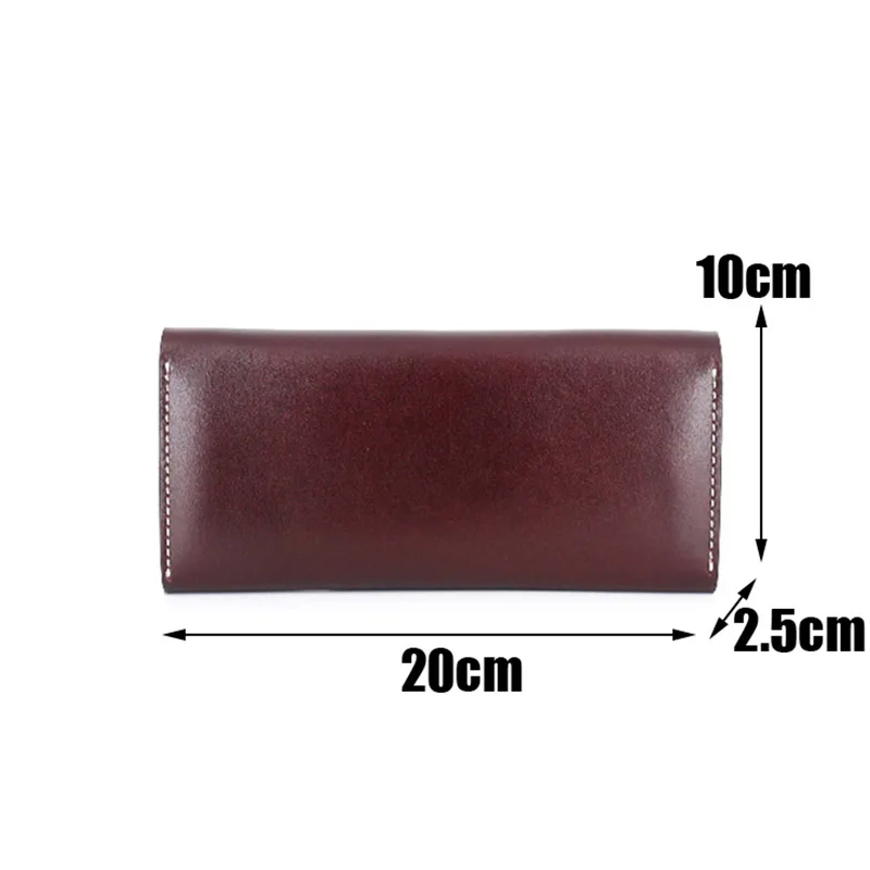 Red Brown AETOO длинный кожаный кошелек, Женская винтажная сумка для карт с деревом, сумка для мобильного телефона, мужская сумка с пряжкой - Цвет: Red Brown