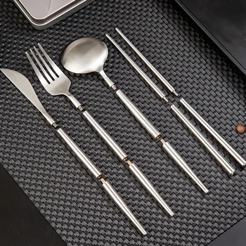 

304 Stainless Steel Tableware Portable Detachable Cutlery Set Travel Supplies HYD88